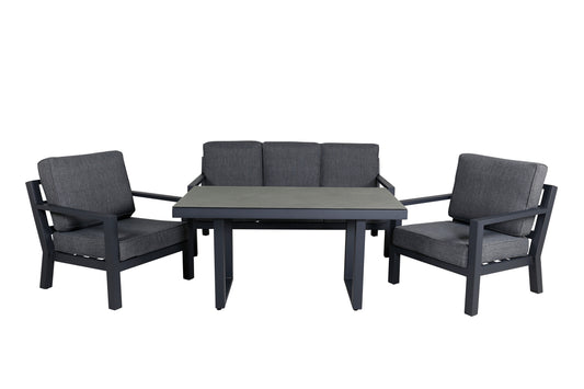 Barcelona Sofa Set Schwarz,Grau Schwarz