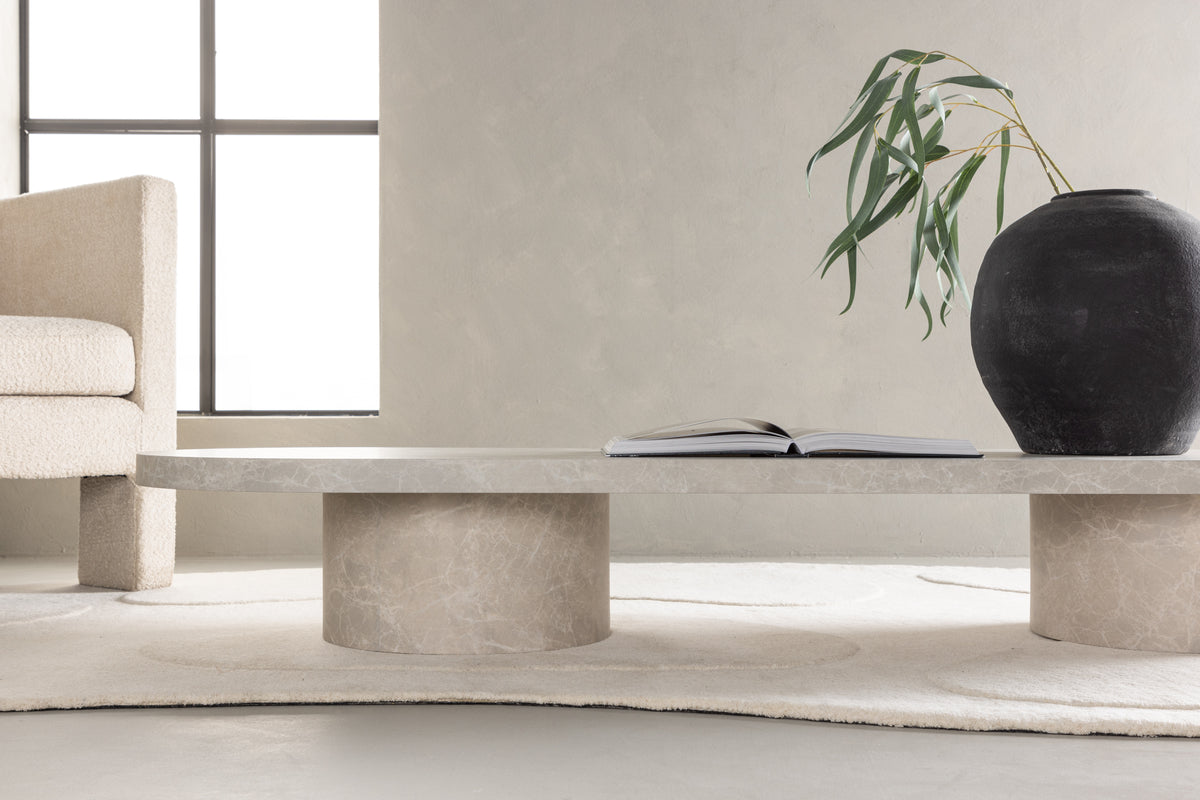 Narvik Couchtisch 190 x 60 Beige Marmoroptik