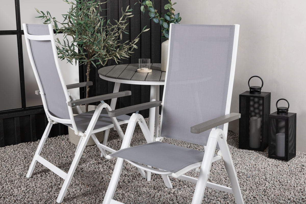 Albany & Break Position Stuhl 2er-Pack Grau + Runder Esstisch 90 cm Grau