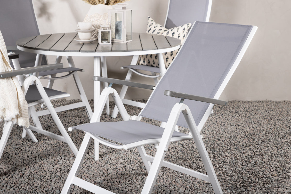 Albany & Break Position Stuhl 2er-Pack Grau + Runder Esstisch 120 cm Grau