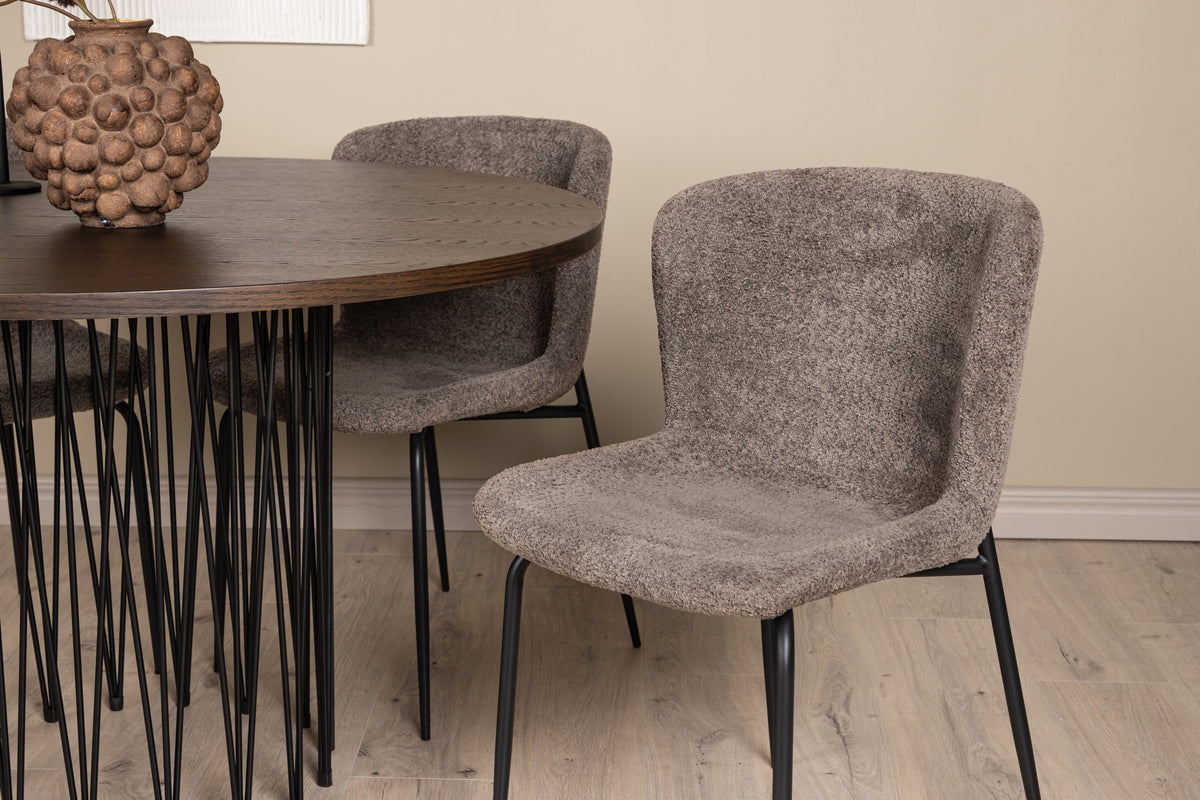 Modesto & Stone Esszimmerstuhl 2er-Pack Braun + Runder Esstisch 120 cm Mocca