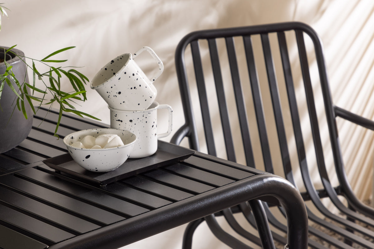 Borneo & Peking Cafétisch 70 x 70 Schwarz + Esszimmerstuhl 2er-Pack Schwarz