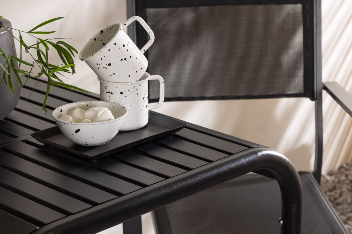 Copacabana & Borneo Esszimmerstuhl 2er-Pack Schwarz + Cafétisch 70 x 70 Schwarz