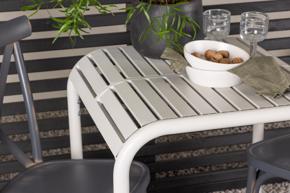 Borneo & Tablas Cafétisch 70 x 70 Beige + Esszimmerstuhl 2er-Pack Dunkelgrau