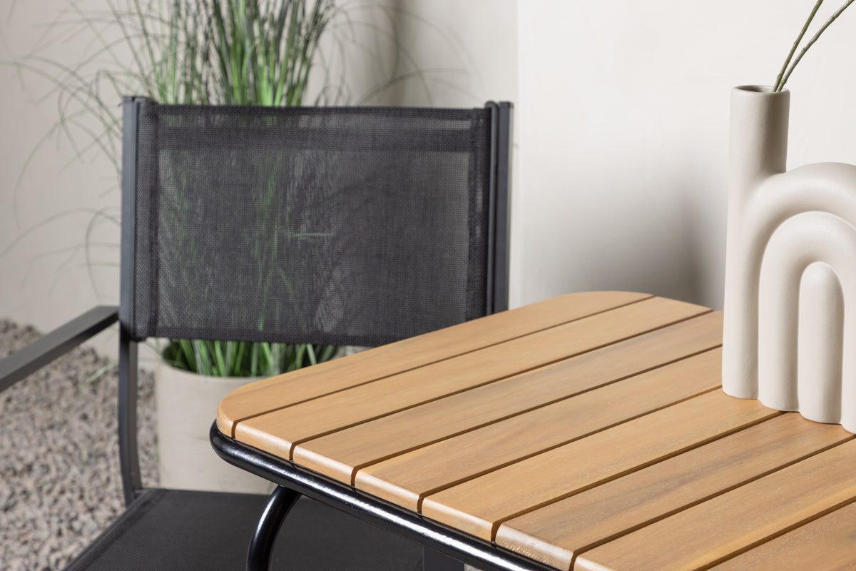 Copacabana & Holmbeck Esszimmerstuhl 2er-Pack Schwarz + Cafétisch 70 x 55 Natur