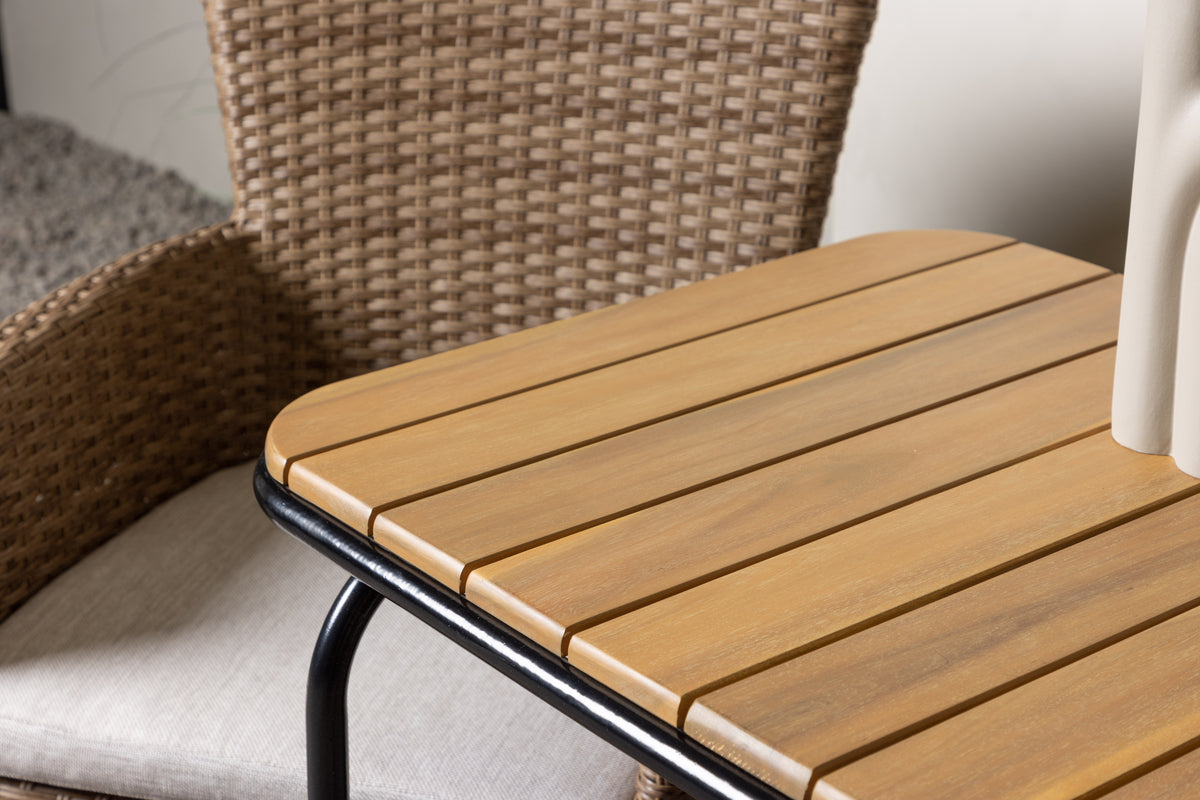 Malina & Holmbeck Esszimmerstuhl 2er-Pack Natur + Cafétisch 70 x 55 Natur