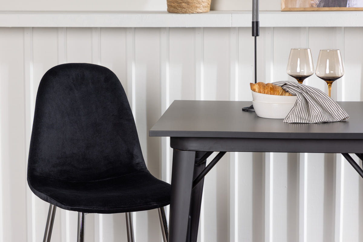 Tempe & Polar Rechteckiger Esstisch 80 x 80 Schwarz + Esszimmerstuhl 2er-Pack Schwarz