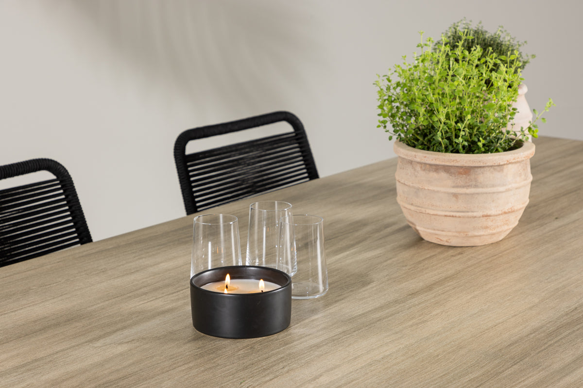 Lindos & Merlo Outdoor-Esszimmerset 200 x 90 Weiß Schwarz