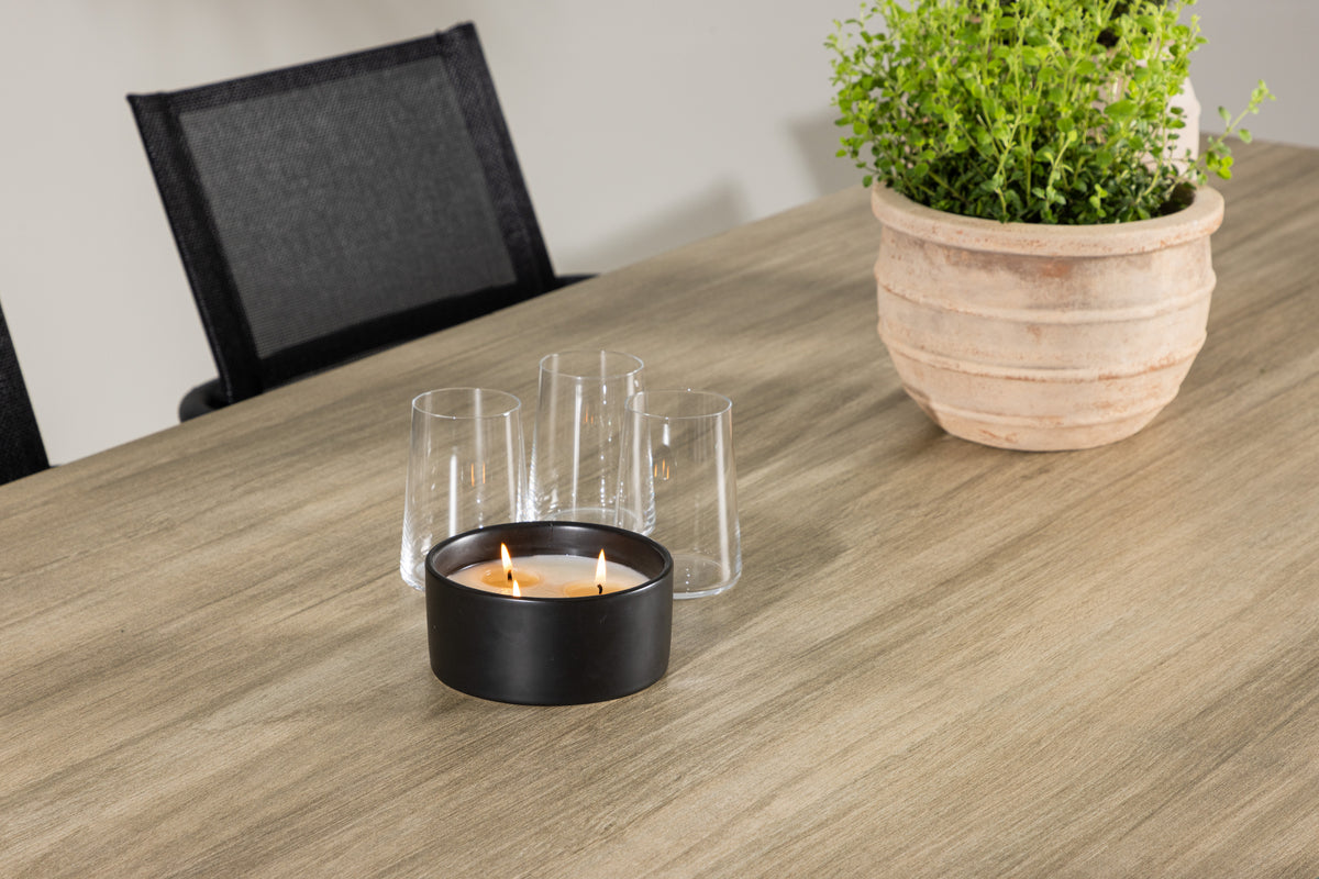 Alina & Merlo Outdoor-Esszimmerset Rund 200 x 90 Weiß Schwarz