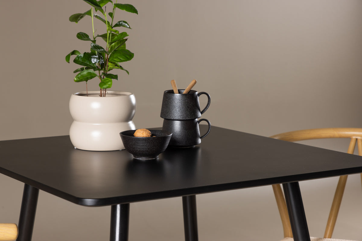 Alfons & Polar Esszimmerstuhl Beige + Esstisch rechteckig 75 x 75 Schwarz