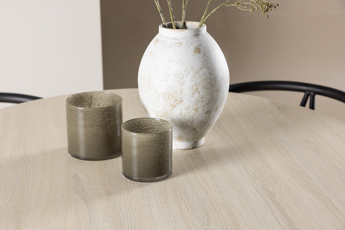 Alfons & Plaza Esszimmerstuhl Schwarz + Runder Esstisch 100 cm Whitewash