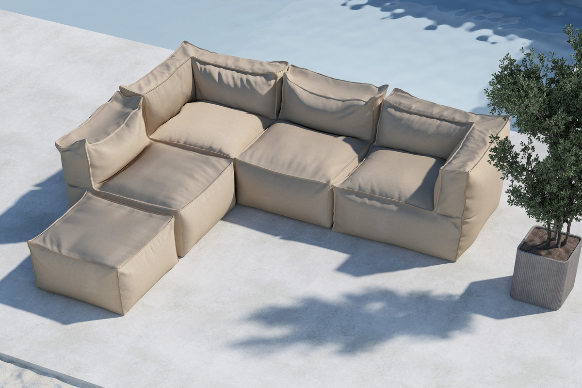Rambo Outdoor-Sofa Lounge Beige 5teilig