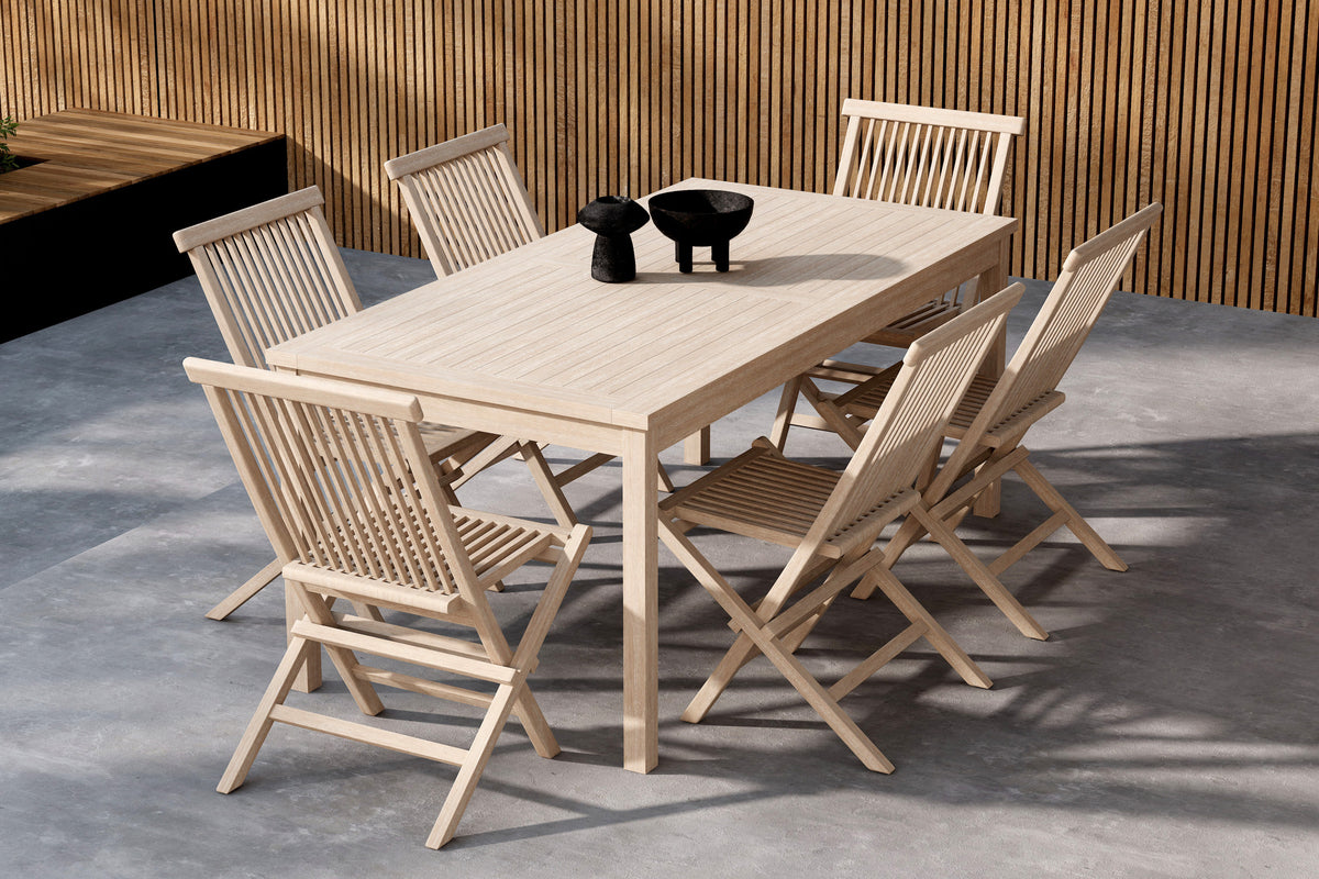 Kenya Outdoor-Esszimmerset 180 x 90 Whitewash