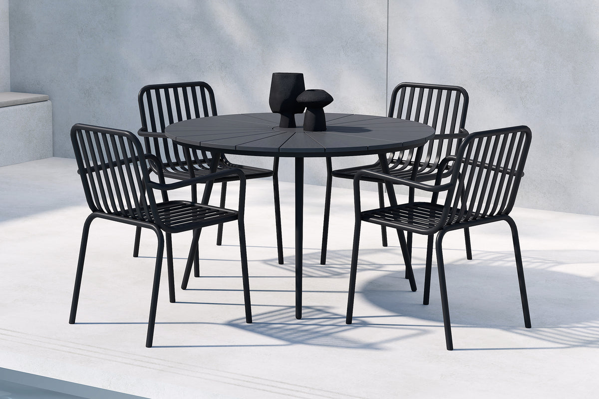 Peking & San Vito Outdoor-Esszimmersset Schwarz