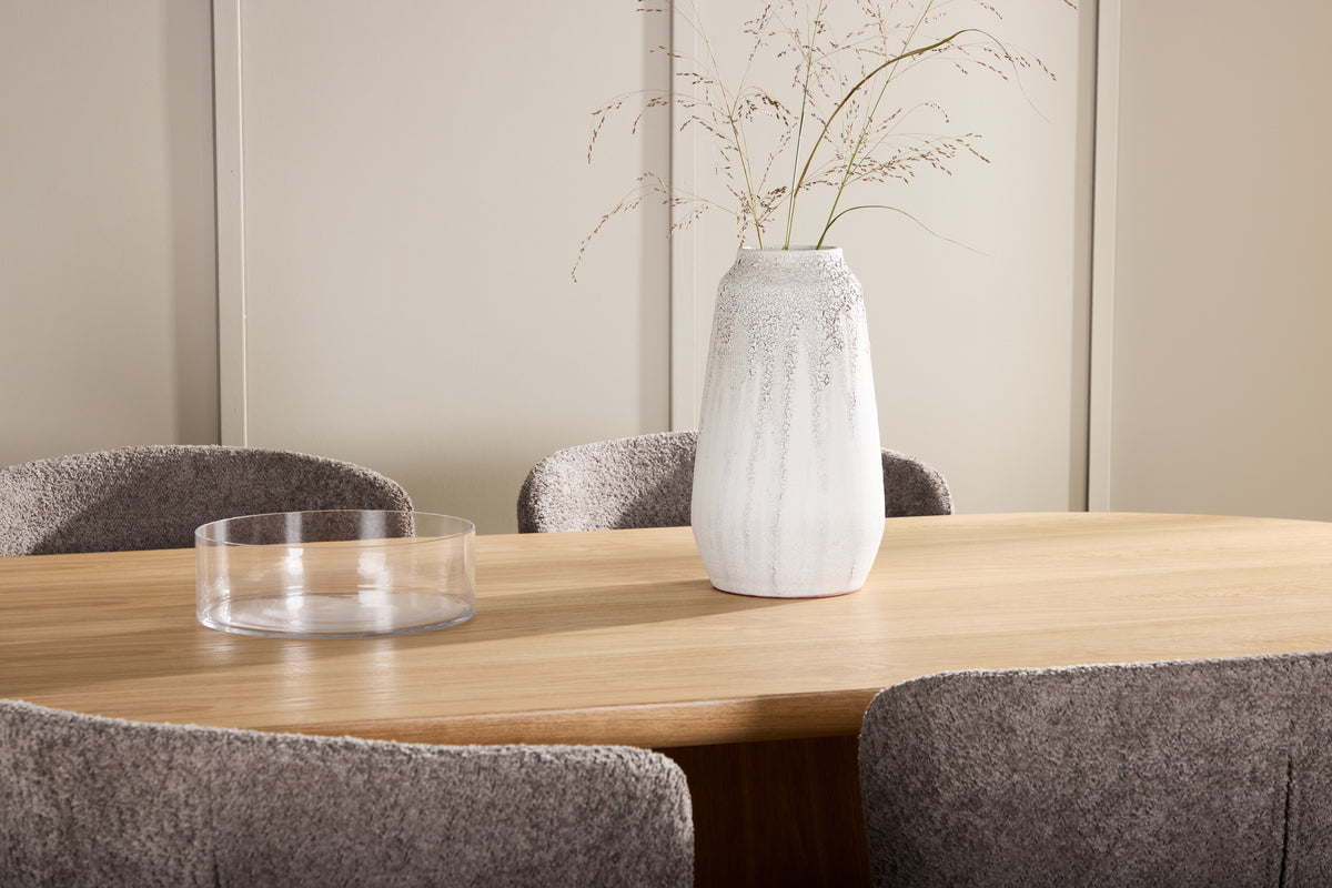 Stjärnö & Astoria Ovaler Esstisch 200 x 90 Natur + Esszimmerstühle 2er-Pack Braun