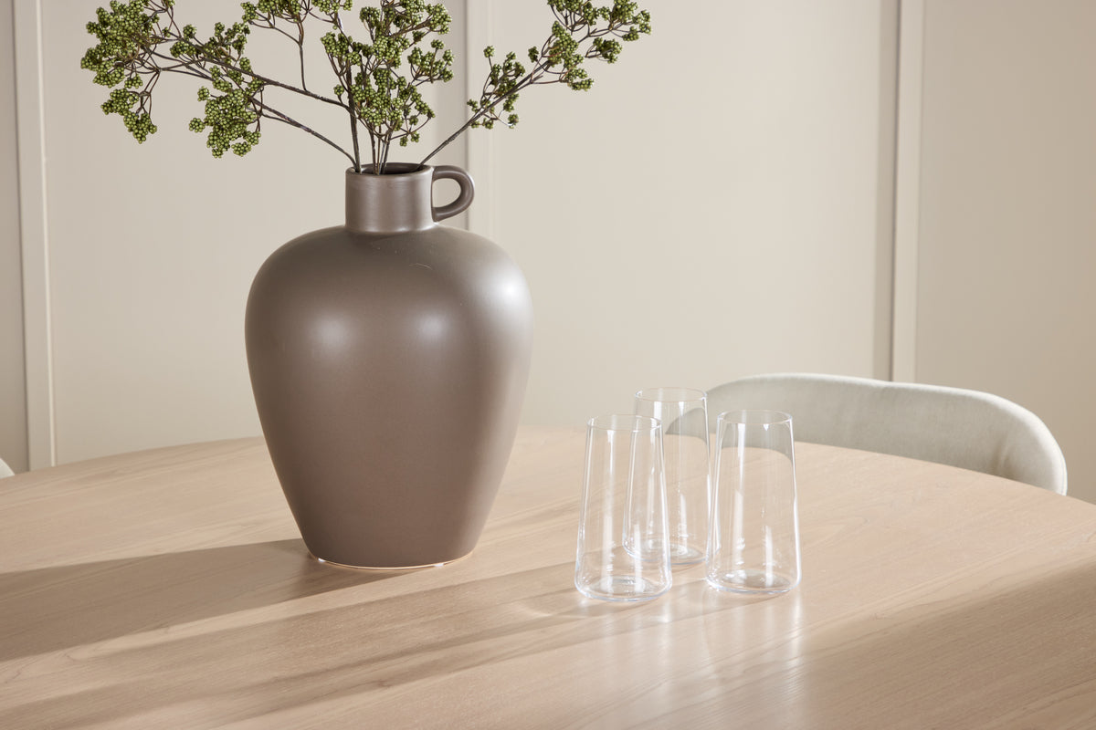 Flora & Lilja Runder Esstisch 120 cm Whitewash + Esszimmerstuhl 2er-Pack Beige