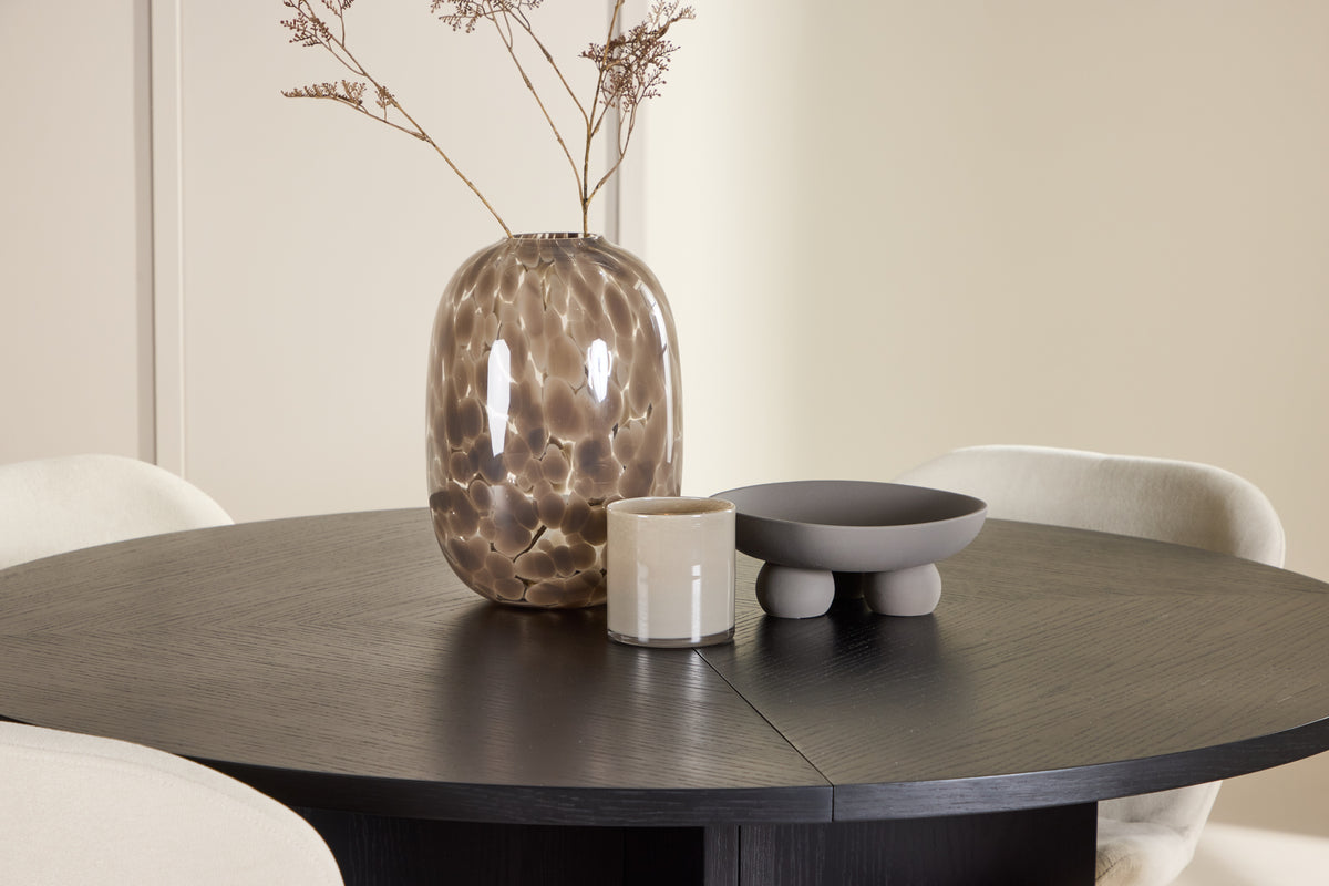 Strada & Lilja Esszimmer-Set 120 cm Schwarz mit 4 Stühlen in Beige