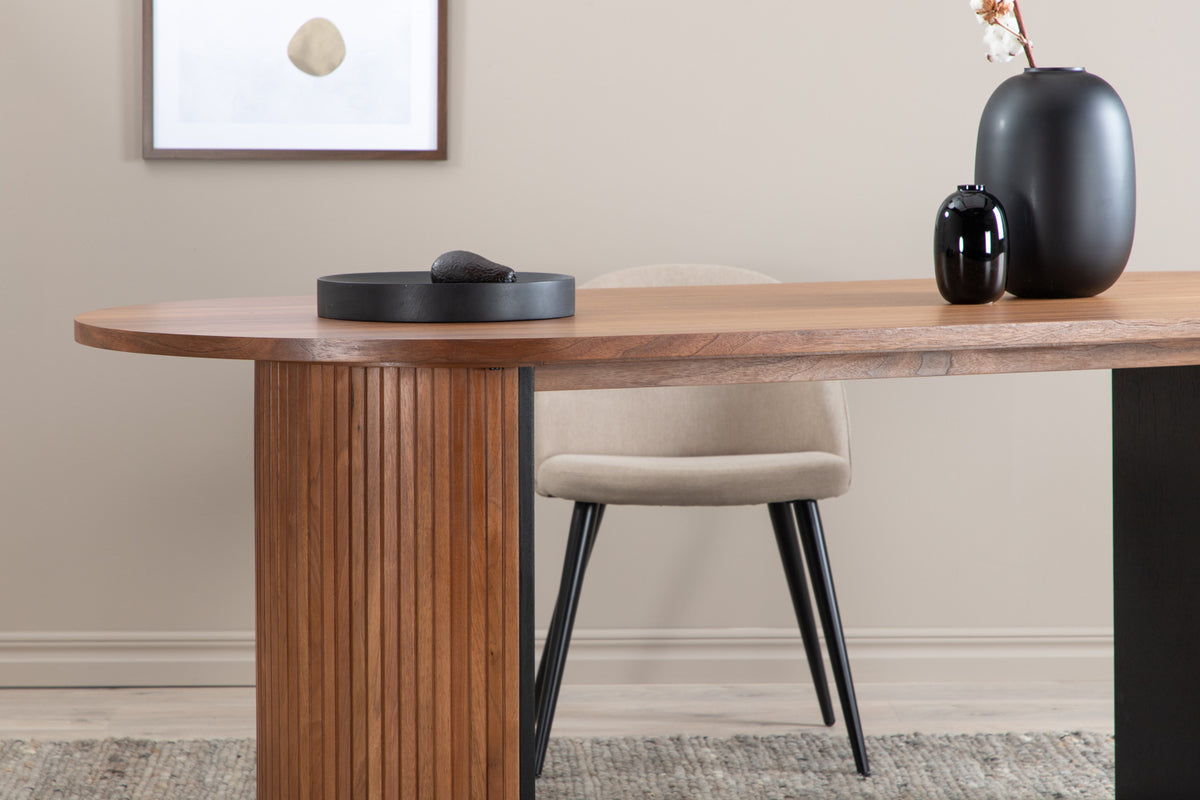 Bianca Ovaler Esstisch 200 x 90 Walnuss