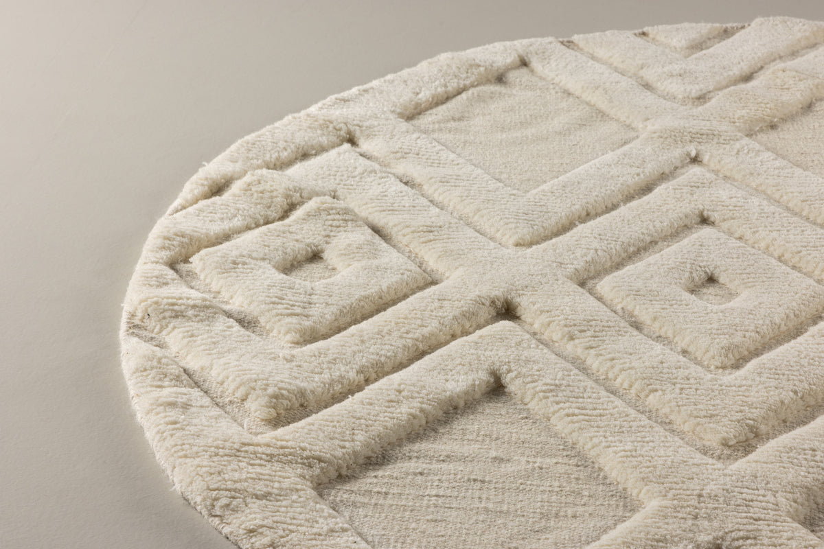 Dahlia Runder Teppich 200 cm Weiß