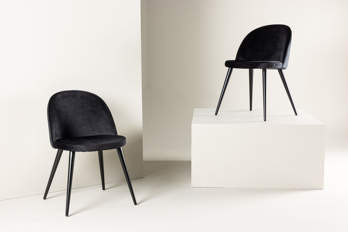 Esszimmerstühle aus Samt, 2er-Pack, Schwarz
