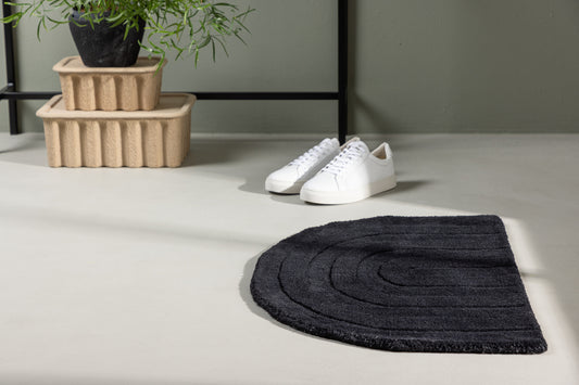 Nora Ovaler Teppich 80 x 50 Schwarz