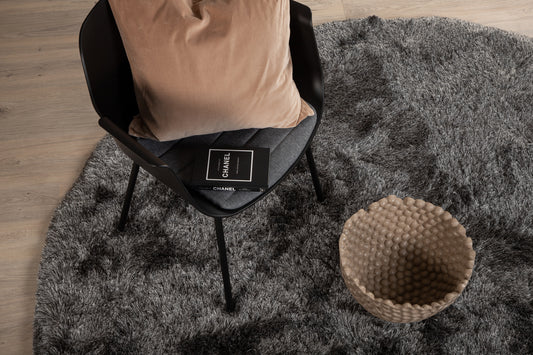 Shiva Runder Teppich 200 cm Grau