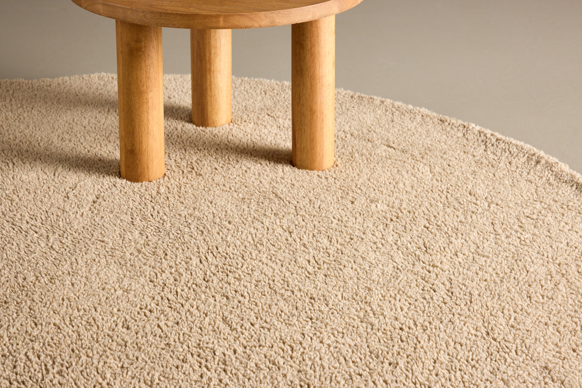 Teddy Runder Teppich 200 cm Beige