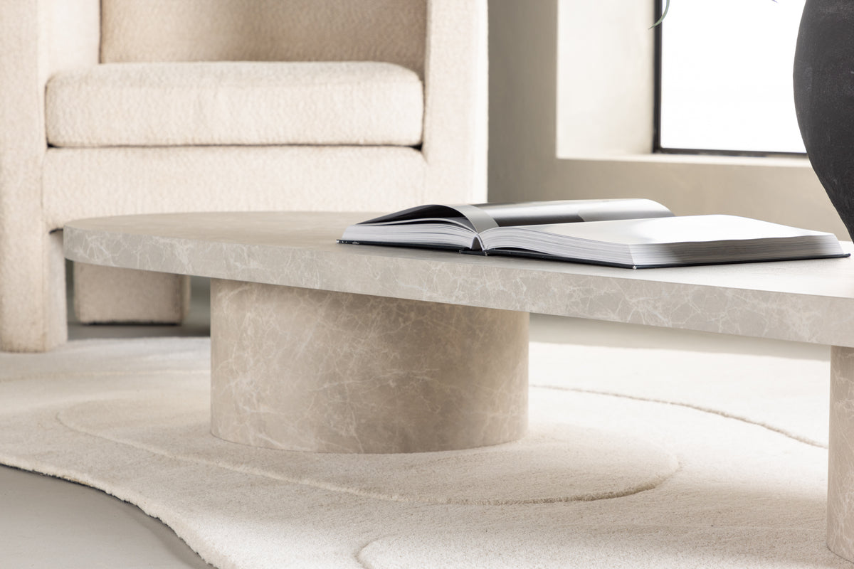 Narvik Couchtisch 190 x 60 Beige Marmoroptik