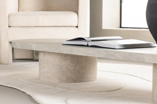 Narvik Couchtisch 190 x 60 Beige Marmoroptik