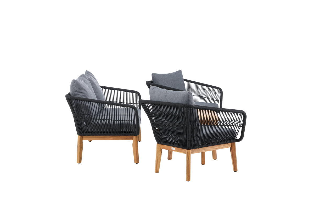 Chania Sofa-Set Natur Schwarz