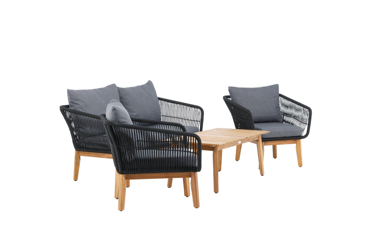 Chania Sofa-Set Natur Schwarz