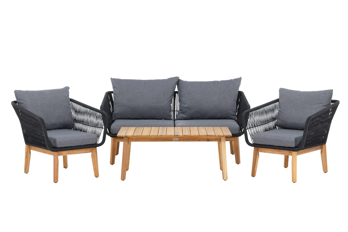 Chania Sofa-Set Natur Schwarz