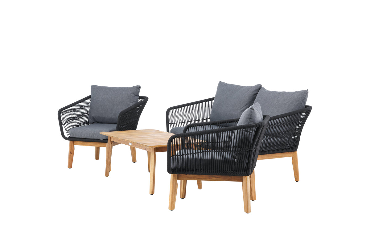 Chania Sofa-Set Natur Schwarz
