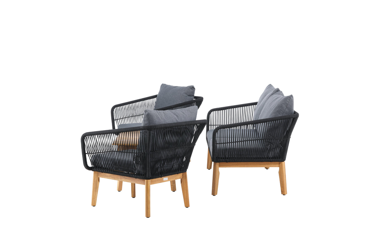 Chania Sofa-Set Natur Schwarz