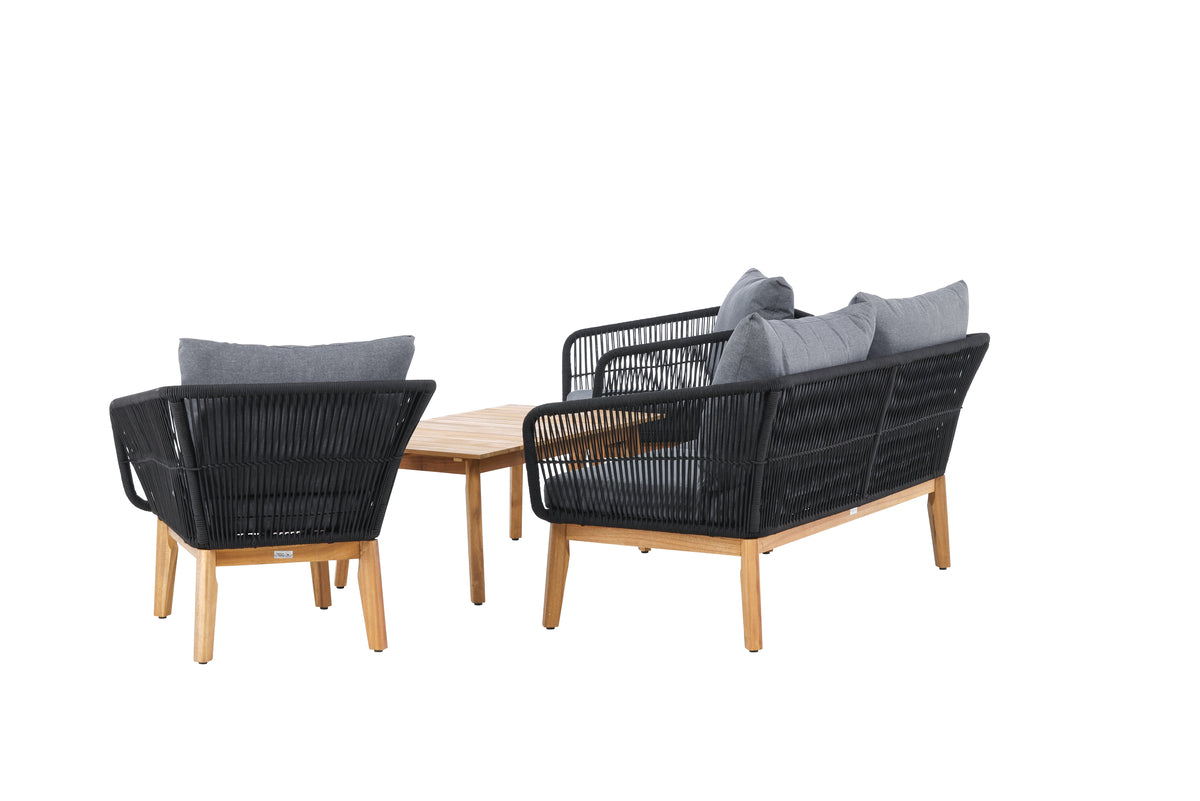 Chania Sofa-Set Natur Schwarz