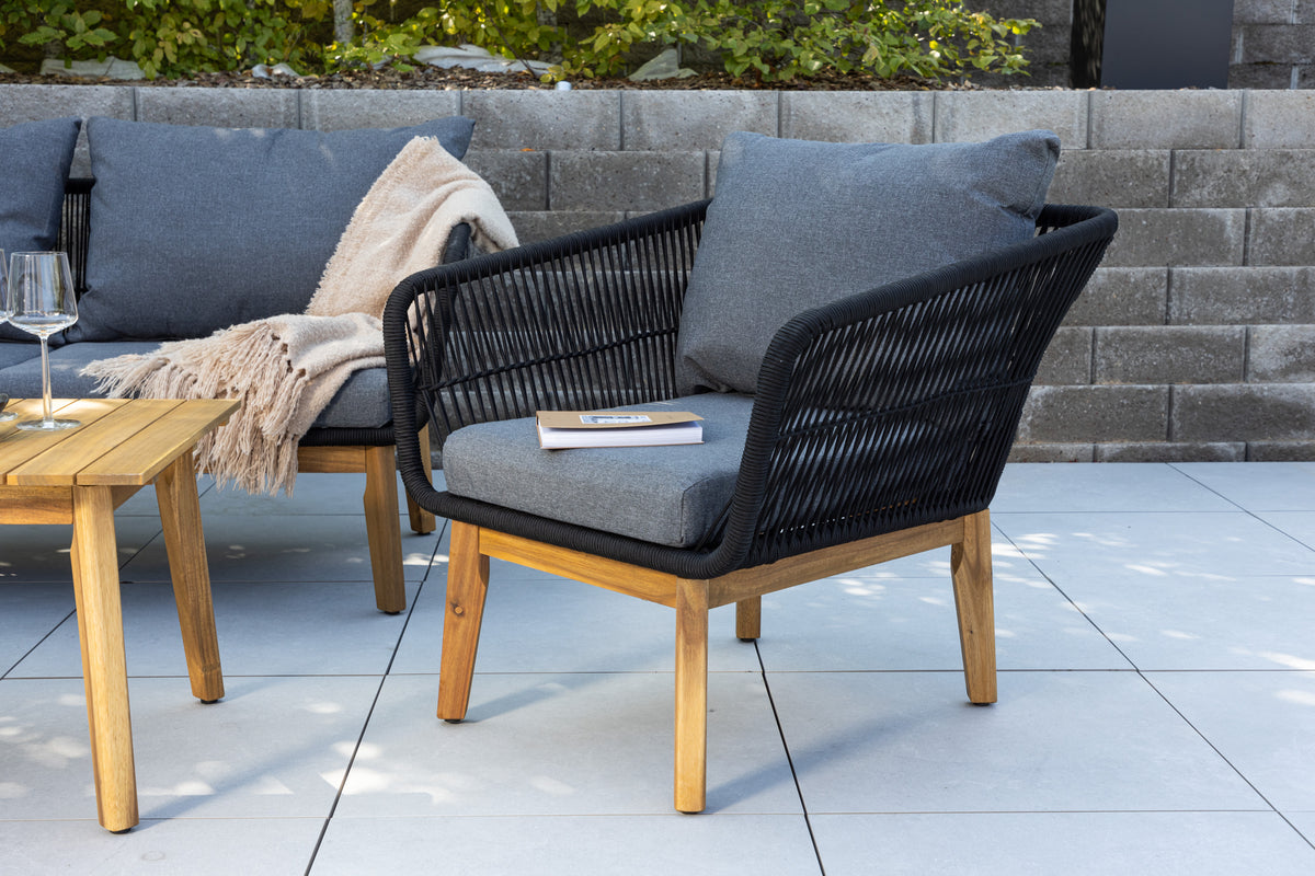 Chania Sofa-Set Natur Schwarz