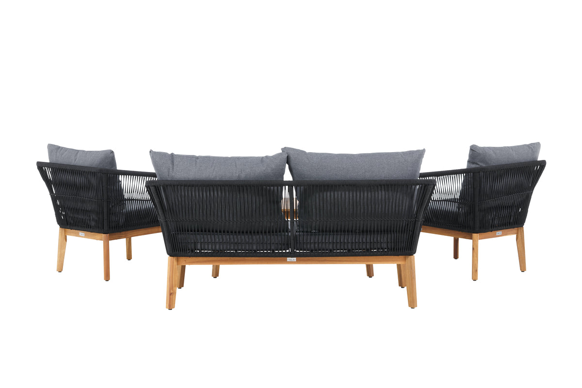 Chania Sofa-Set Natur Schwarz