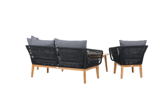 Chania Sofa-Set Natur Schwarz