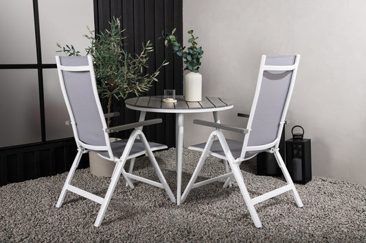 Albany & Break Position Stuhl 2er-Pack Grau + Runder Esstisch 90 cm Grau