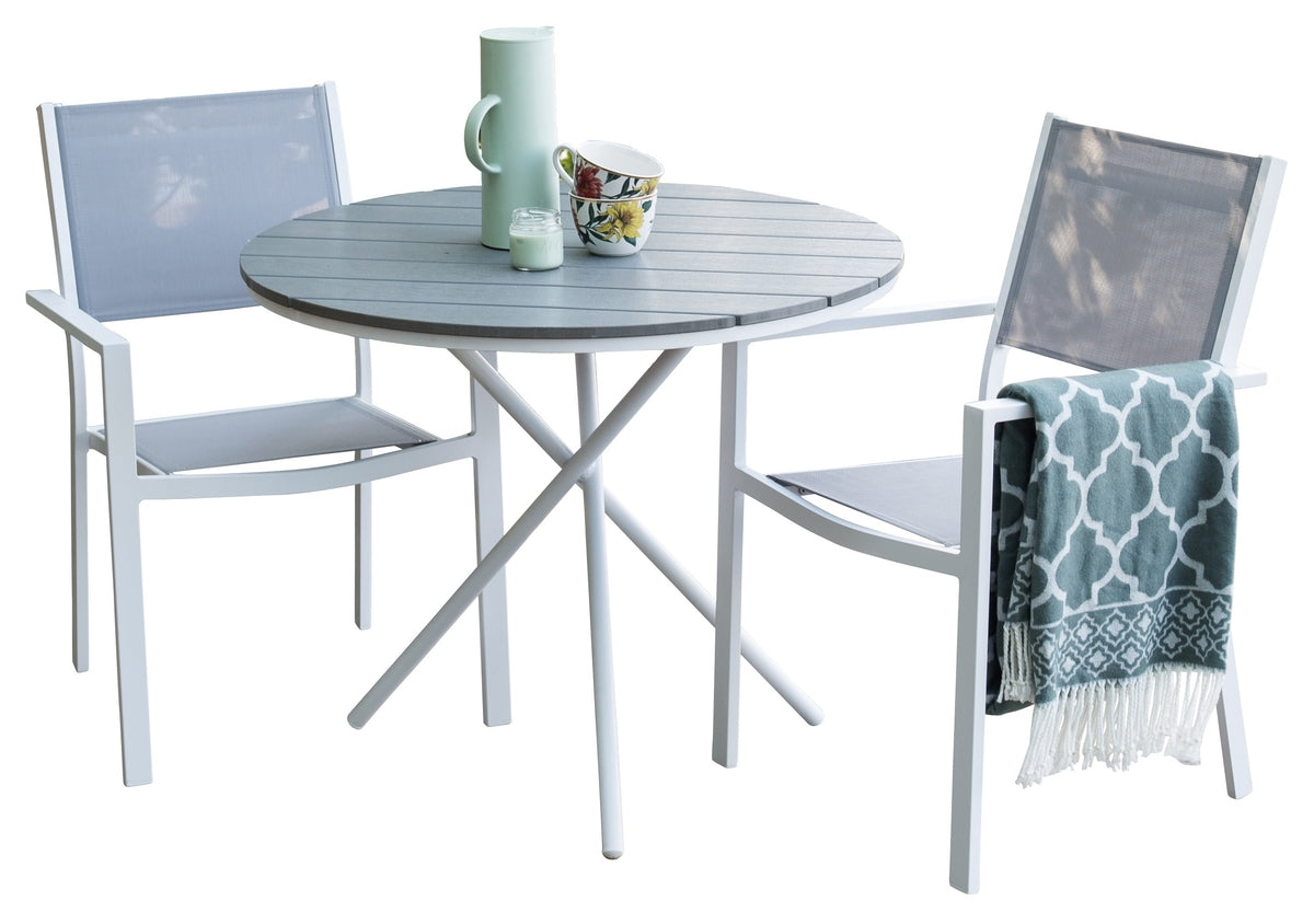 Copacabana & Parma Esszimmerstuhl + Cafétisch 90 cm Grau