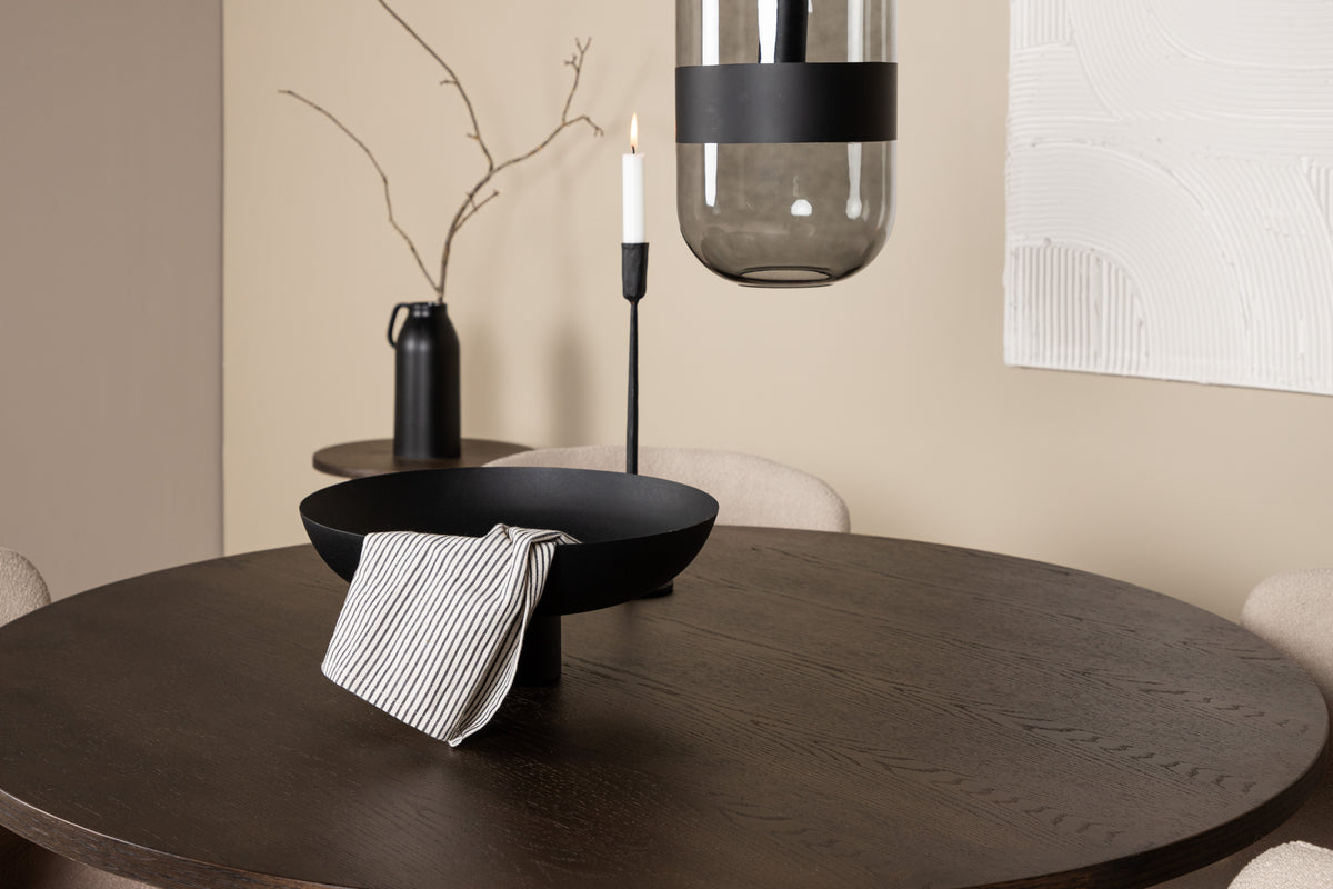 Modesto & Stone Esszimmerstuhl 2er-Pack Beige + Runder Esstisch 120 cm Mocca