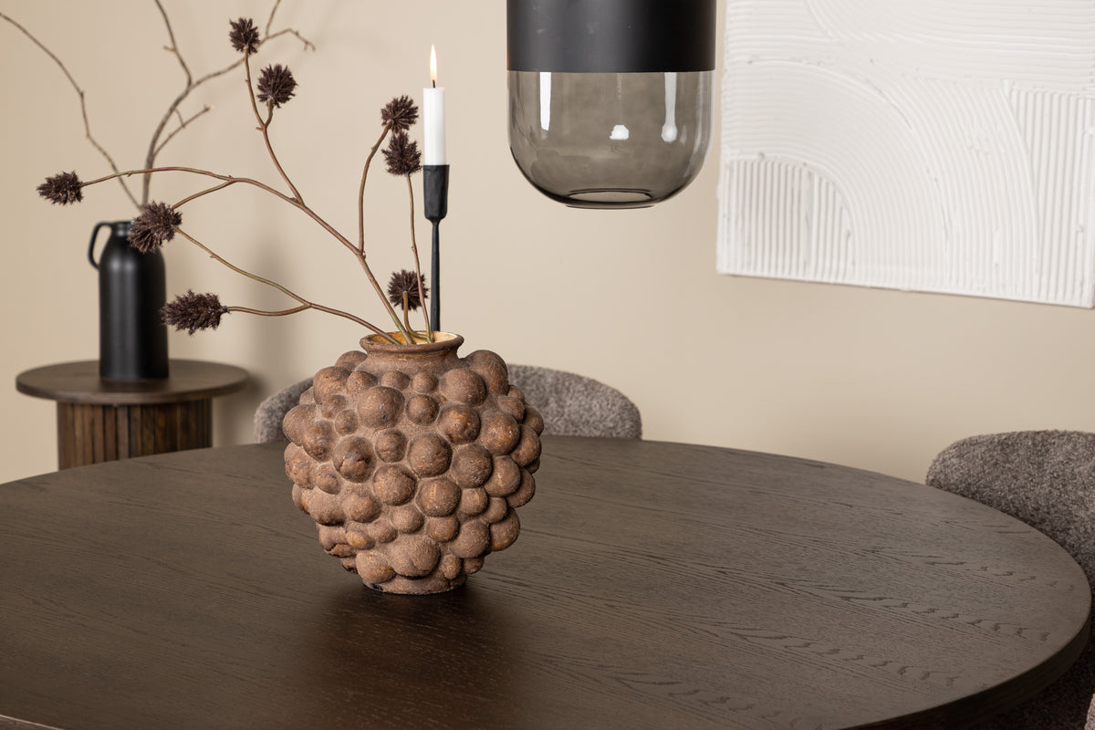 Modesto & Stone Esszimmerstuhl 2er-Pack Braun + Runder Esstisch 120 cm Mocca