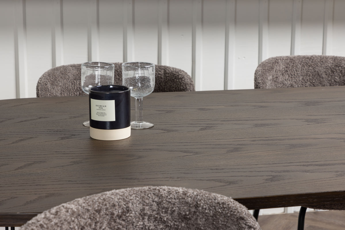 Modesto & Stone Esszimmerstuhl 2er-Set Braun + Ovaler Esstisch 220 x 100 Mocca