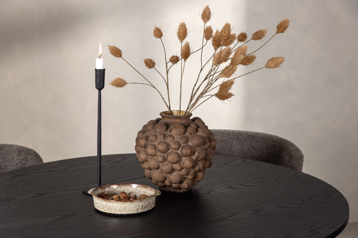 Modesto & Olivia Esszimmerstuhl 2er-Pack Braun + Runder Esstisch 110 cm Schwarz