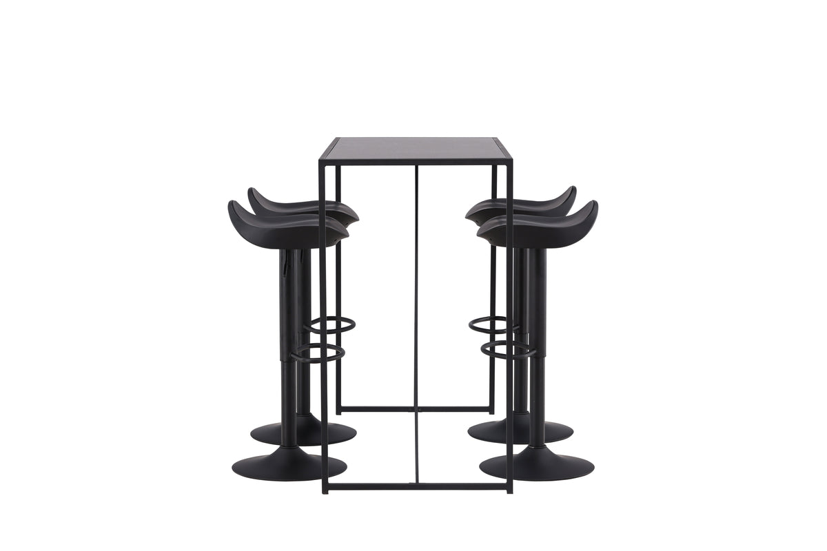 Brea & Adesto Bartisch 120 x 60 Schwarz + Barstuhl 2er-Pack Schwarz