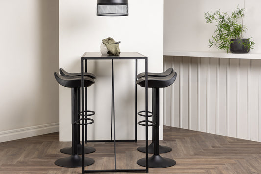 Brea & Adesto Bartisch 120 x 60 Schwarz + Barstuhl 2er-Pack Schwarz