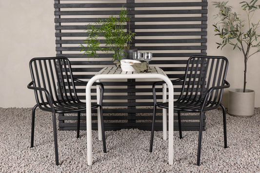 Borneo & Peking Cafétisch 70 x 70 Beige + Esszimmerstuhl 2er-Pack Schwarz