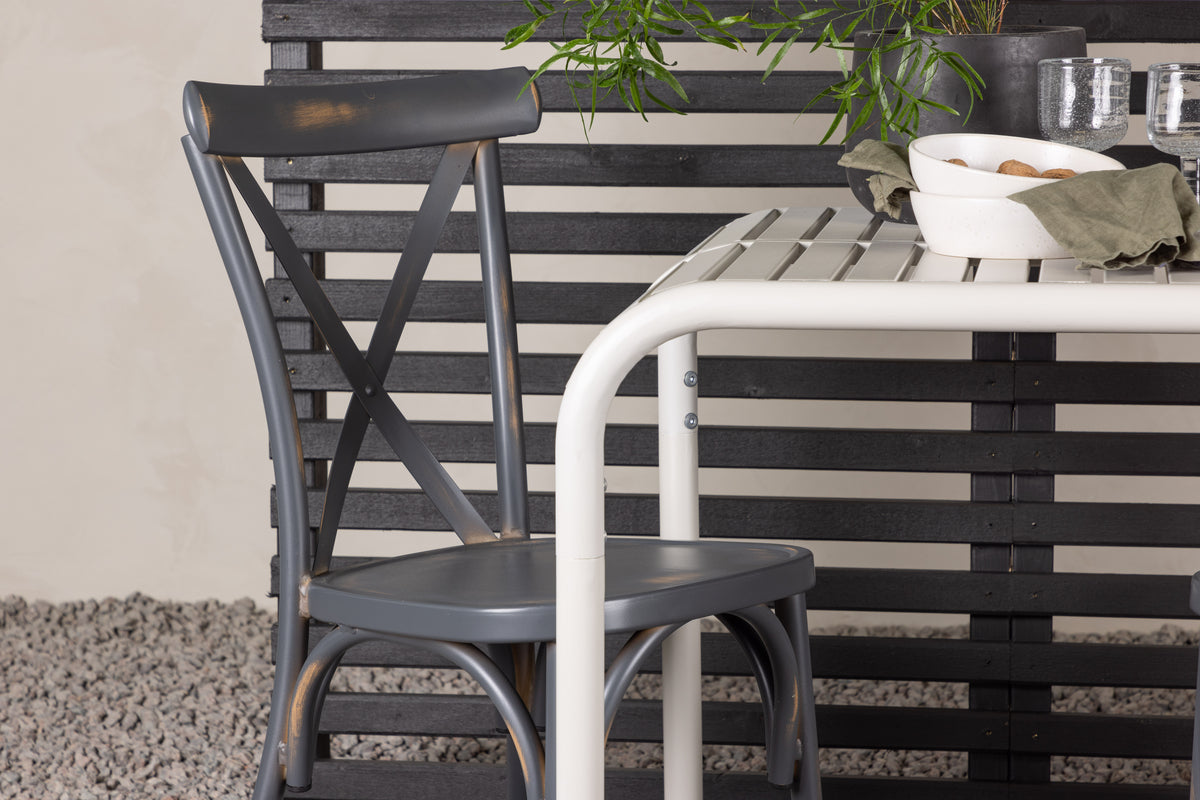 Borneo & Tablas Cafétisch 70 x 70 Beige + Esszimmerstuhl 2er-Pack Dunkelgrau