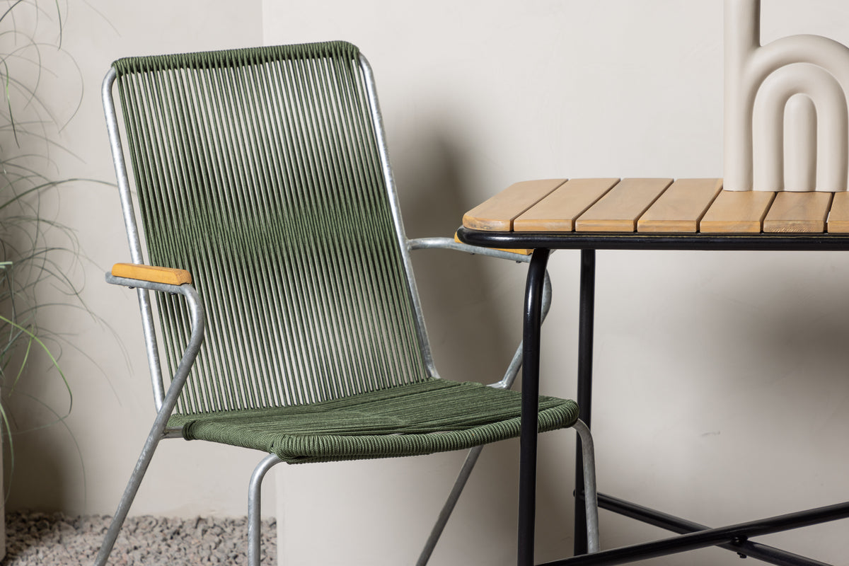 Holmbeck & Bois Cafetisch 70 x 55 Natur + Esszimmerstuhl 2er-Pack Grün