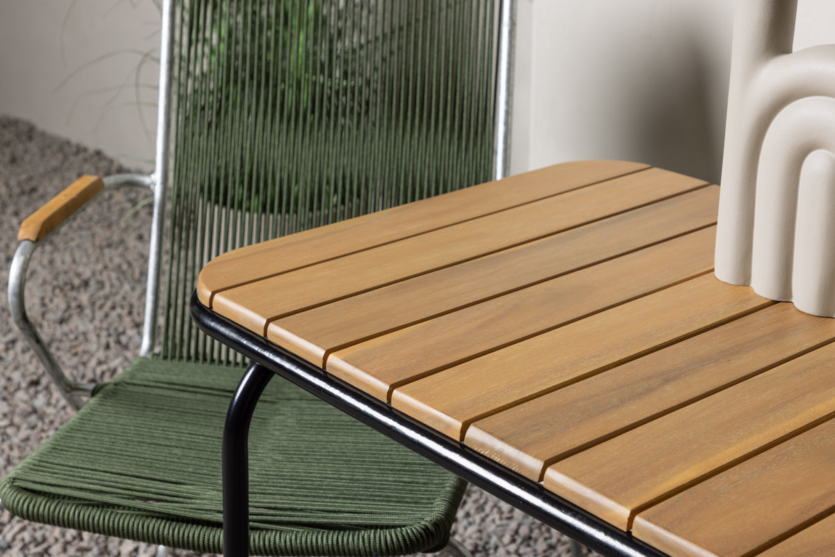 Holmbeck & Bois Cafetisch 70 x 55 Natur + Esszimmerstuhl 2er-Pack Grün